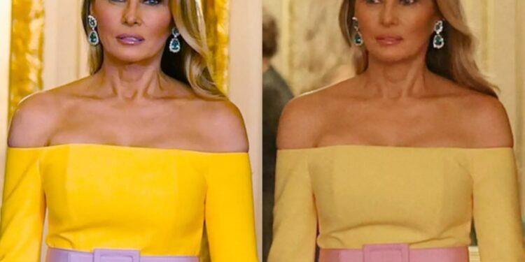 فستان ميلانيا ترامب يعيد جدل “ألوان الفستان” الشهير إلى الواجهة