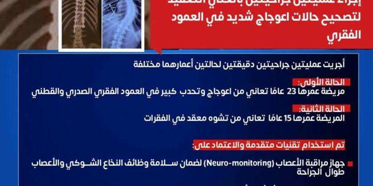 ” مستشفى ١٥ مايو ” نجاح جديد بمجهودات إنجاز طبي جديد في جراحة العمود الفقري