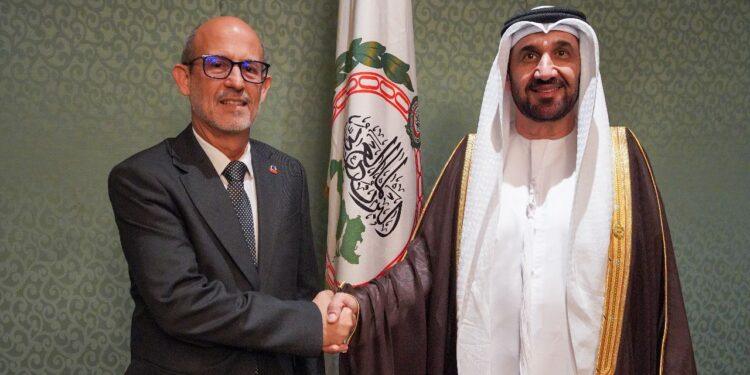 قبيل مشاركته في الجلسة العامة للبرلمان العربي كضيف شرف: رئيس البرلمان العربي يستقبل رئيس برلمان أمريكا اللاتينية ويبحث معه سبل تعزيز التعاون المشترك