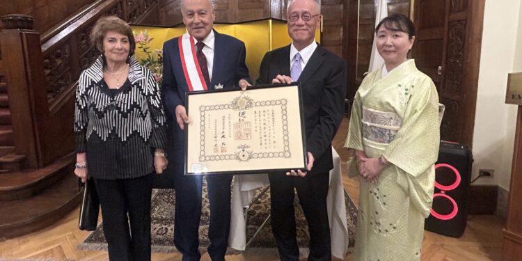 تتويج أحمد أبو الغيط الأمين العام لجامعة الدول العربية بوسام الشمس المشرقة – الوشاح الأكبر