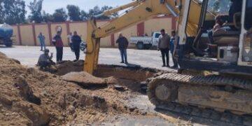 إصلاح الخط الرئيسى بالحى الغربى بشبين الكوم فى المنوفية