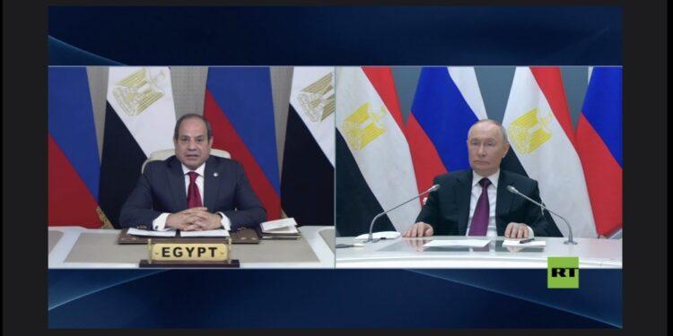 بوتين والسيسي يشاركان عبر الفيديو في مراسم تركيب وعاء المفاعل النووي المصري في محطة الضبعة