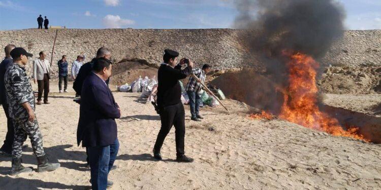 إعدام كمية من الأحراز الخاصة بالمواد والنباتات المخدرة ( صور )