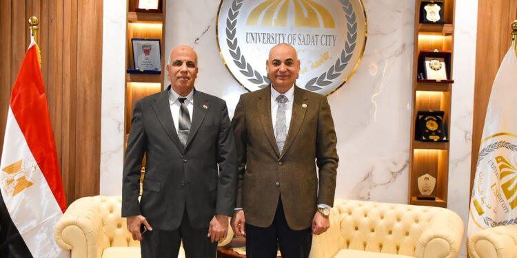 رئيس جامعة مدينة السادات يستقبل رئيس جامعة الدلتا التكنولوجية لتهنئته بتوليه المنصب وبحث تعزيز التعاون المشترك