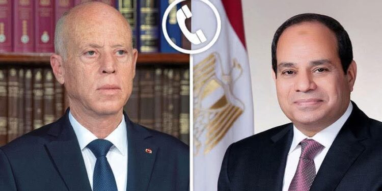 تلقى السيد الرئيس عبد الفتاح السيسي، اليوم، اتصالًا هاتفيًا من الرئيس قيس سعيد، رئيس الجمهورية التونسية الشقيقة.