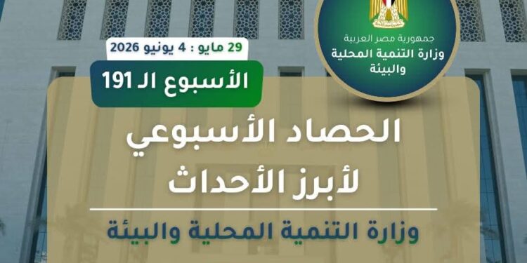 نشرة الحصاد الأسبوعي لرصد أنشطة وزارة التنمية المحلية والبيئة (29 مايو : 4 يونيو 2026)