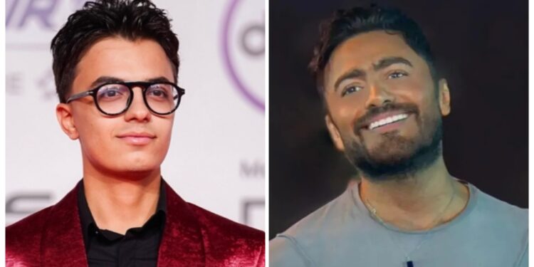 «يسلموا اللي ربوك».. رسالة مؤثرة من تامر حسني للفنان الشاب حمدي عاشور