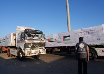 وكالة الامارات للمساعدات الدولية تدعم غزة بالمواد الاغاثية عن طريق معبر رفح.