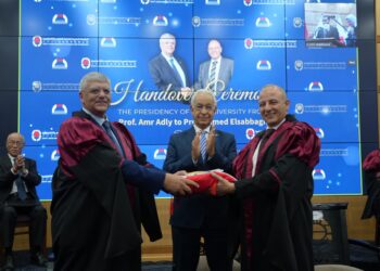 الجامعة المصرية اليابانية تحتفل بتنصيب الأستاذ الدكتور أحمد الصباغ رئيسًا للجامعة بحضور معالى الأستاذ الدكتور هانى هلال