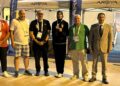 قيادات البعثة الاوليمبية برئاسة ادريس يطمئنون علي البطلة الذهبية فريال أشرف